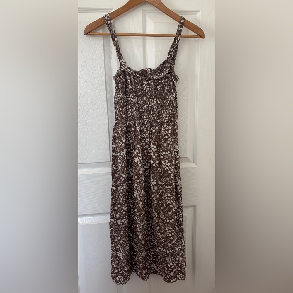 Women's Brown And White Floral Sundress By Liberty Size Small
